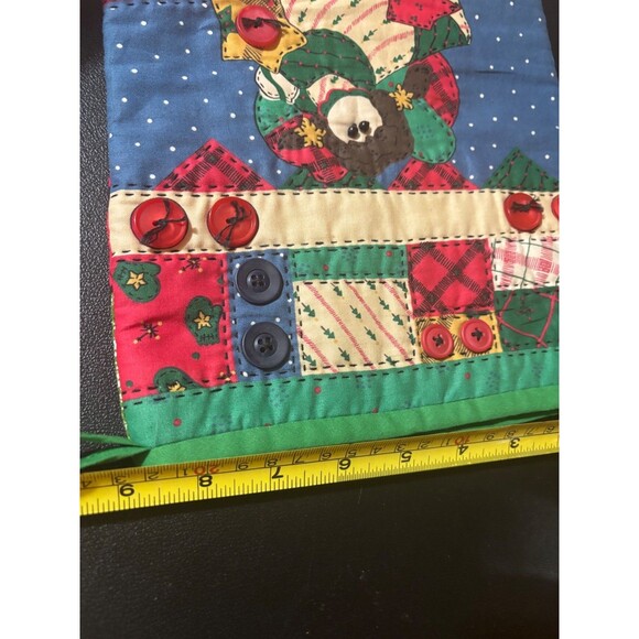 Handmade Christmas Stocking Patchwork Quilt Farmhouse Shabby 17" ANGEL BUTTONS - Picture 10 of 10